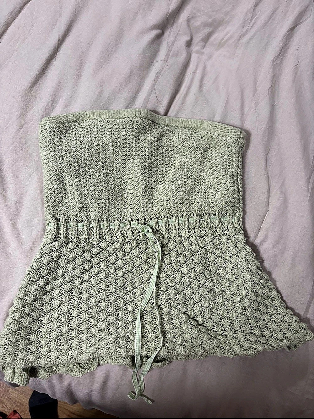 Hollister Crochet-Style Strapless Sweater Tube Top Green Small